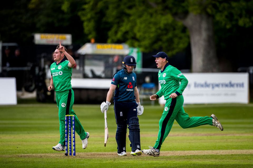 Josh Little bounced out Eoin Morgan on his ODI debut