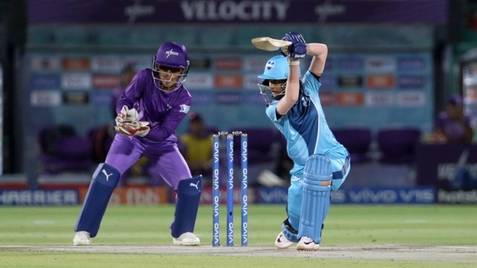Jemimah Rodrigues drives through the off side