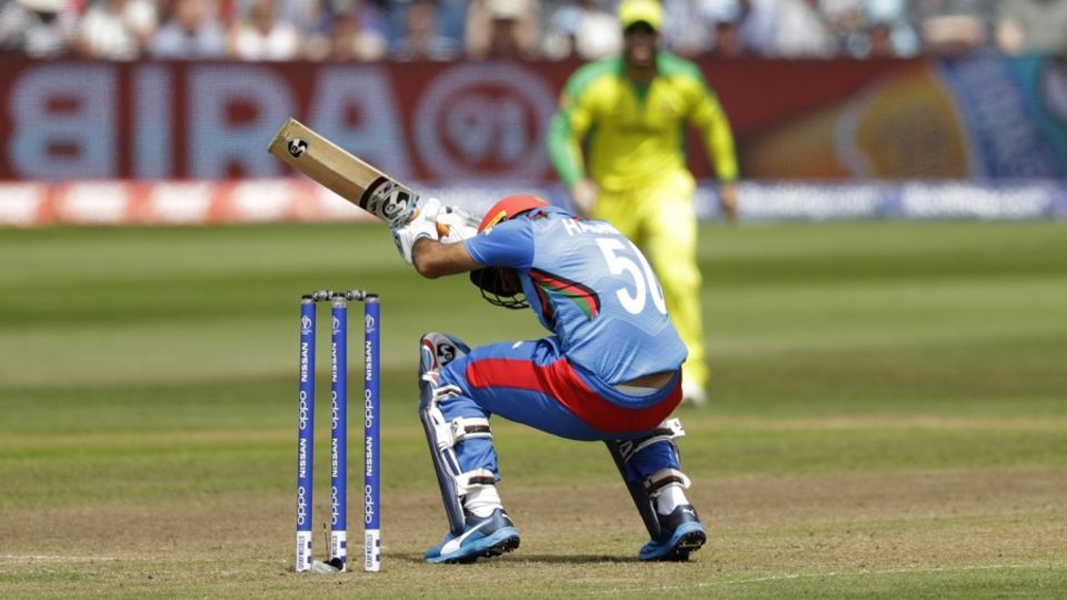 Hashmatullah Shahidi ducks under a bouncer
