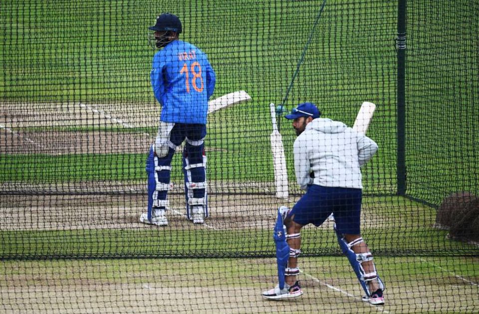 In the nets: Rohit floating like he's mimicking Muhammad Ali and doesn't want to scar the sanctity of the earth beneath him; Kohli like he's claiming ownership over earth and wind