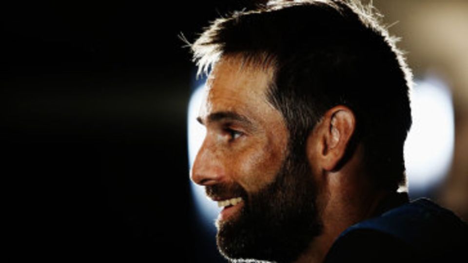 Grant Elliott talks to the press after the World Cup semi-final