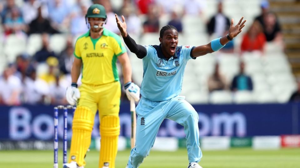 Jofra Archer dismissed Aaron Finch for a first-ball duck