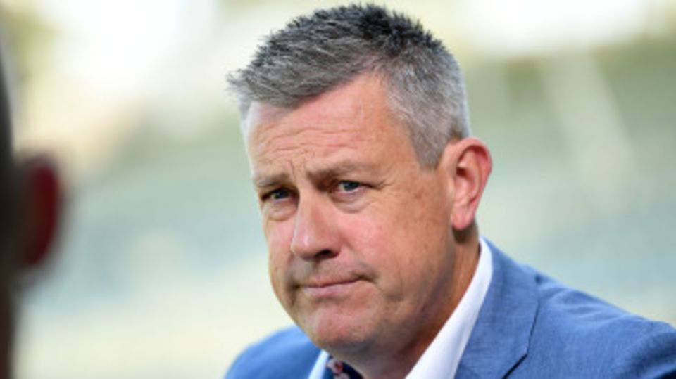 Ashley Giles addresses the media