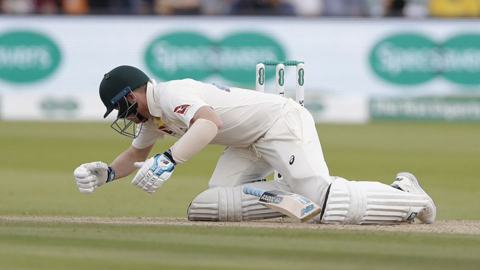 Steven Smith fell to the ground after being hit