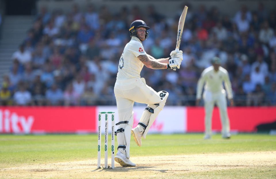Ben Stokes pulls Pat Cummins for a six during the famous Headingley chase in the 2019 Ashes