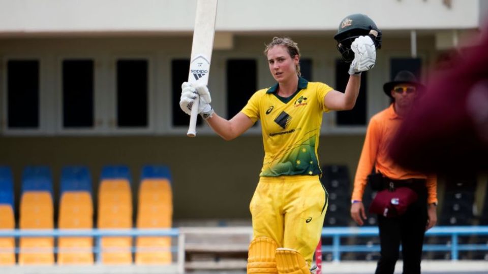 Ellyse Perry celebrates her century