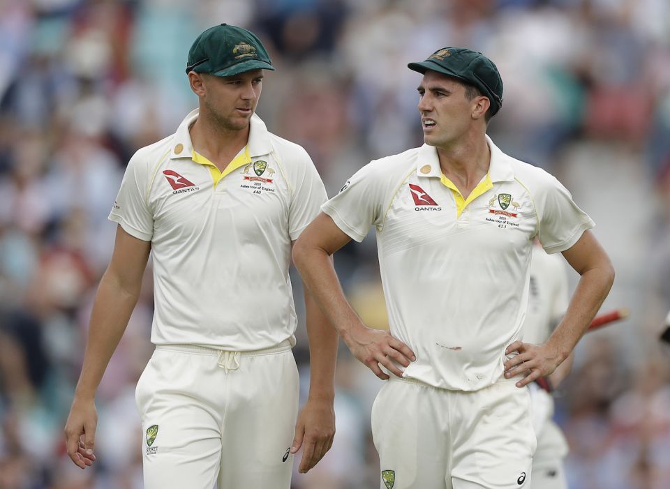 Length merchants: Josh Hazlewood and Pat Cummins are adept at getting batsmen stuck on the crease