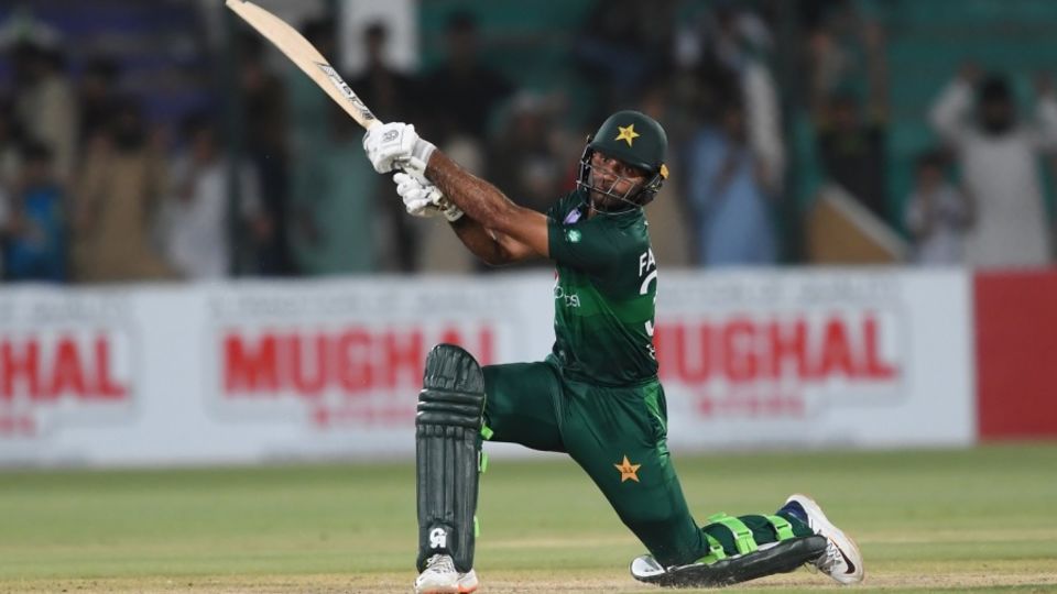 Fakhar Zaman hits one through the off side