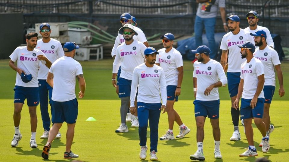 The Indians get a feel of the Holkar Stadium