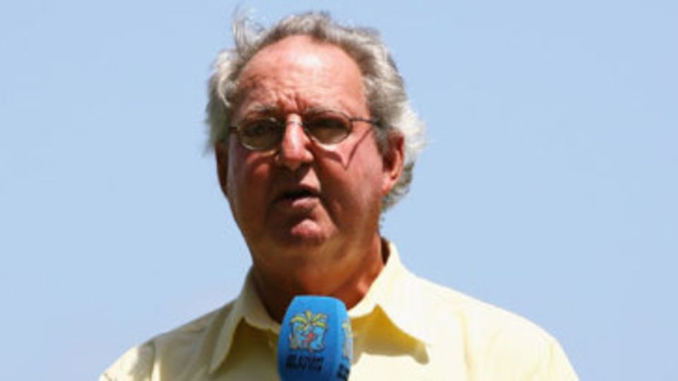 Tony Cozier at a post-match presentation