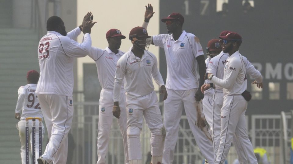 Rahkeem Cornwall celebrates a wicket