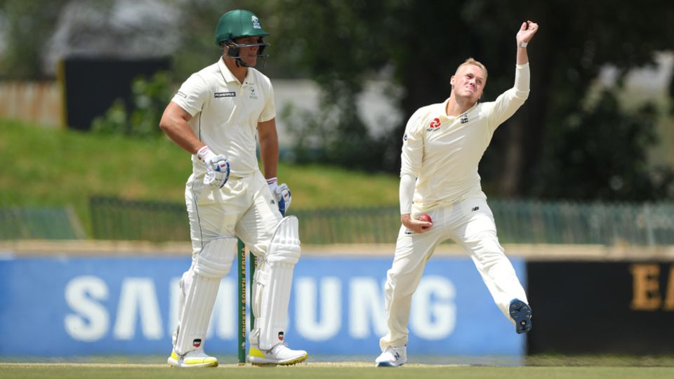 Matt Parkinson bowls in England's tour game