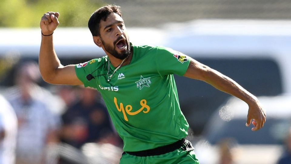 Haris Rauf is ecstatic after taking a wicket
