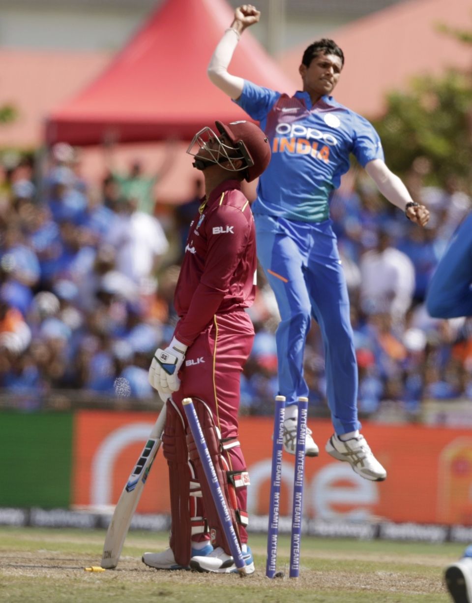 Say you, Saini: Two balls, two wickets, a very despondent West Indies