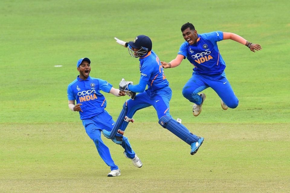 Ankolekar (extreme right) took five wickets in the U-19 Asia Cup final against Bangladesh to help India clinch the title