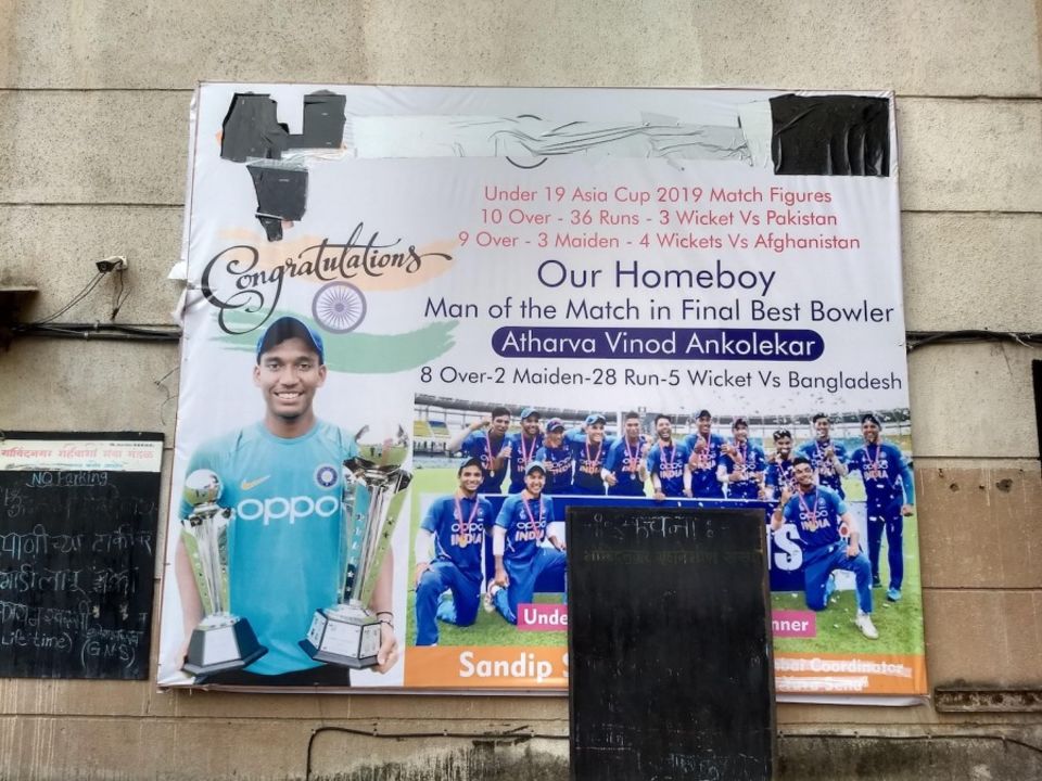Local hero: banners sprang up all over Ankolekar's neighbourhood celebrating his match-winning performance in the U-19 Asia Cup