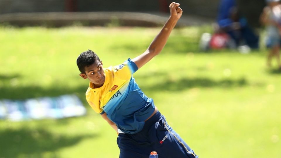 Matheesha Pathirana prepares to send one down