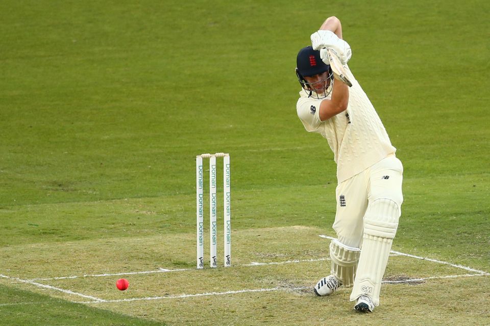 Dan Lawrence drives during an appearance for England Lions
