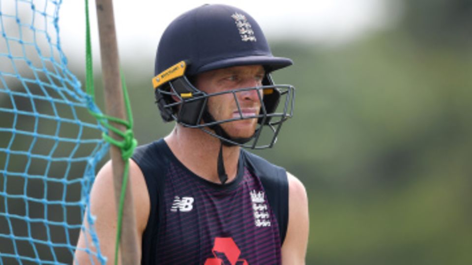Jos Buttler looks on in England training