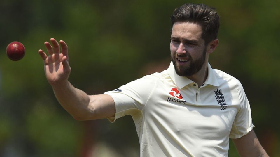 Chris Woakes during the second day of a three-day practice match between a Sri Lanka Cricket XI and England