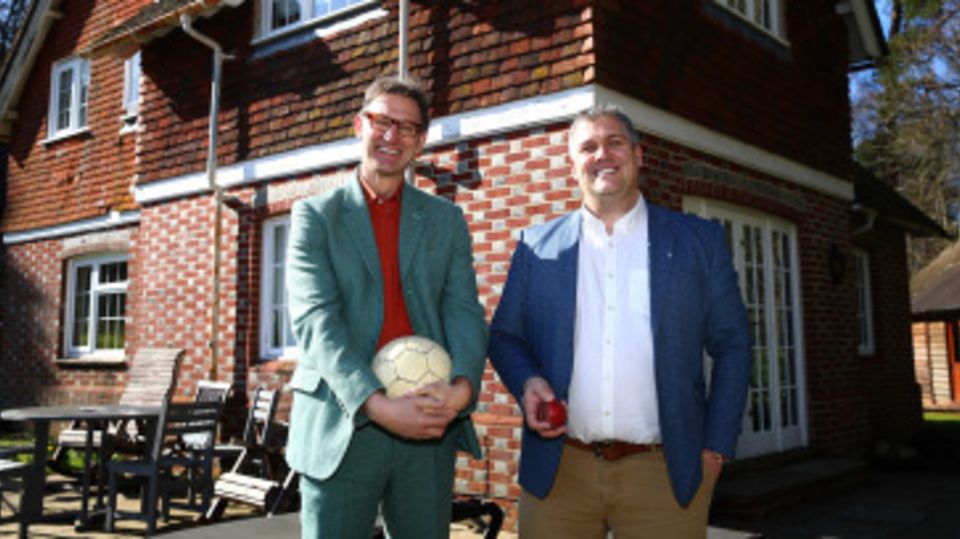 Sporting Chance founder, Tony Adams MBE talks with PCA Director of Development and Welfare Ian Thomas