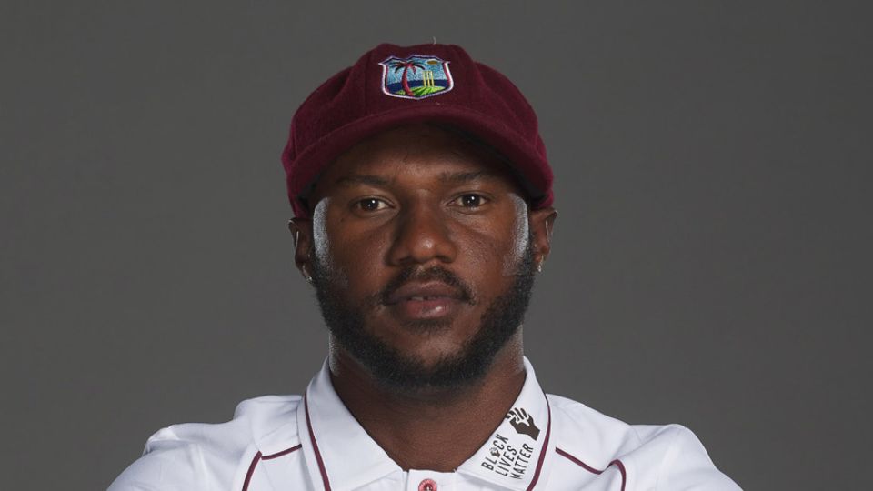 Jermaine Blackwood poses for a portrait at Emirates Old Trafford