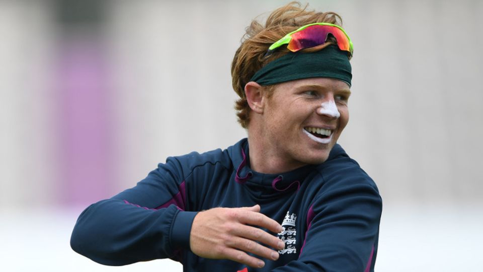 Ollie Pope is all smiles in training