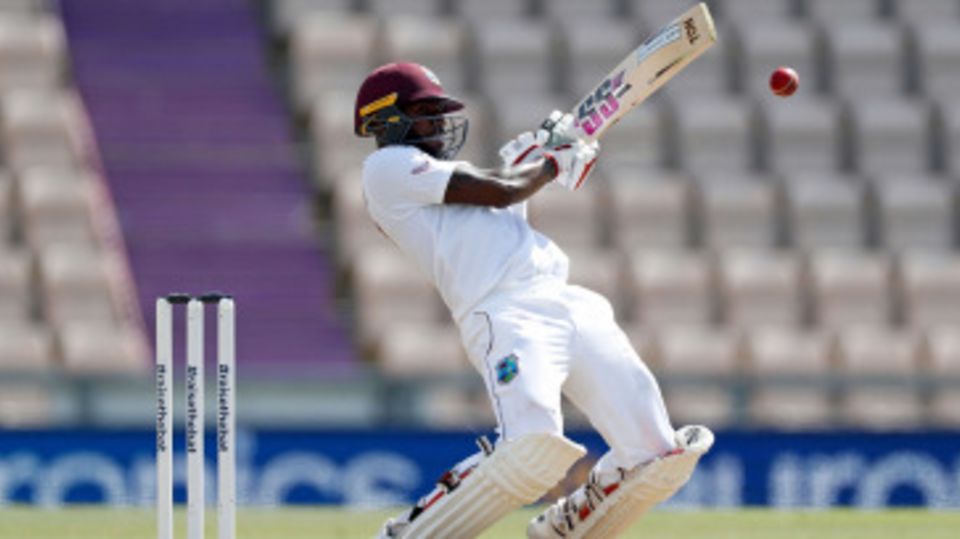Jermaine Blackwood plays a shot