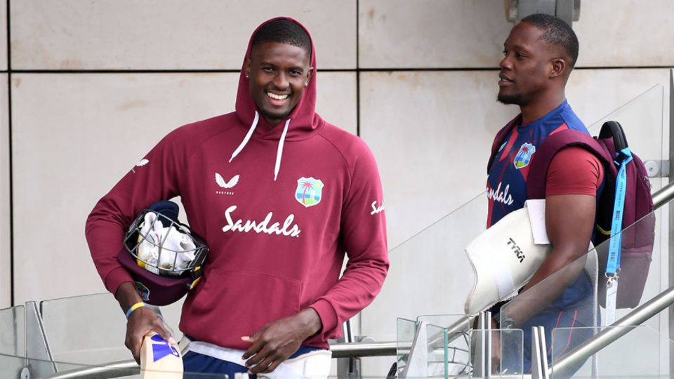 Jason Holder and Nkrumah Bonner head to the nets