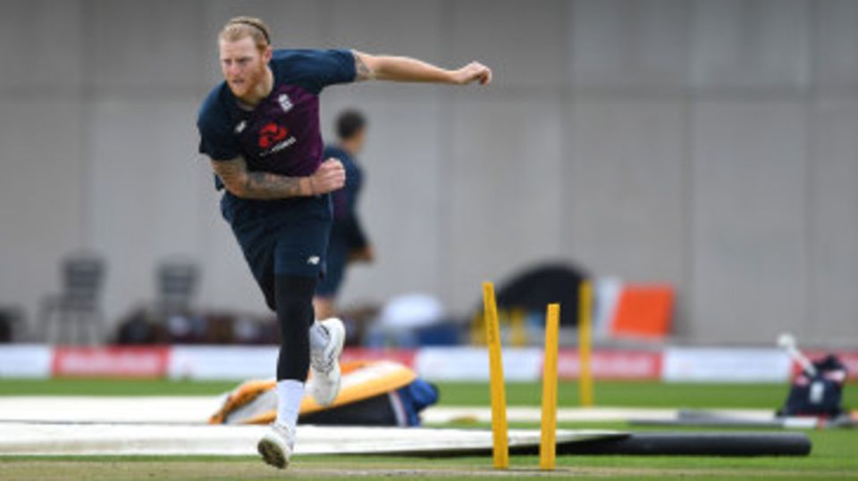 Ben Stokes bowls in the nets before the third Test