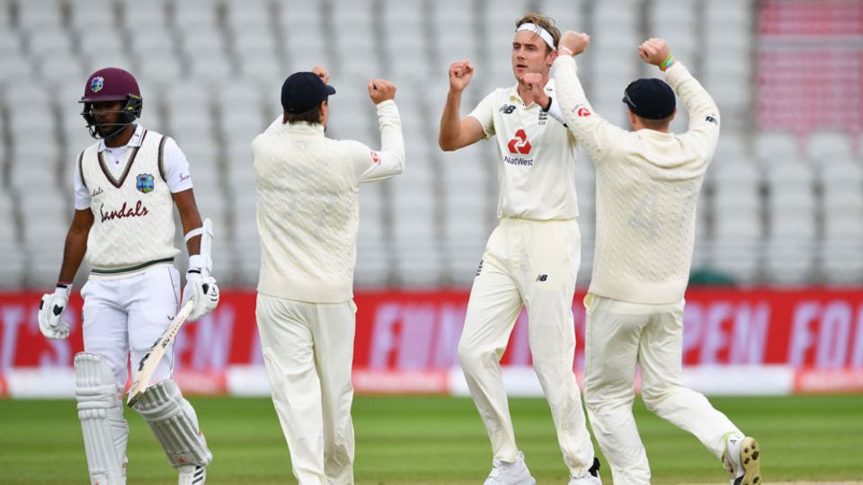 Stuart Broad claimed the first wicket of West Indies' innings
