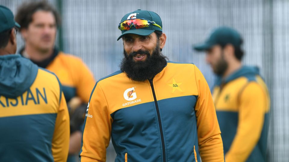 Misbah-ul-Haq looks on in training