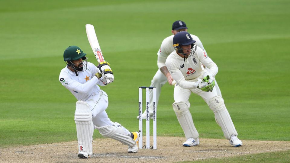 Shadab Khan drags the ball into the leg side