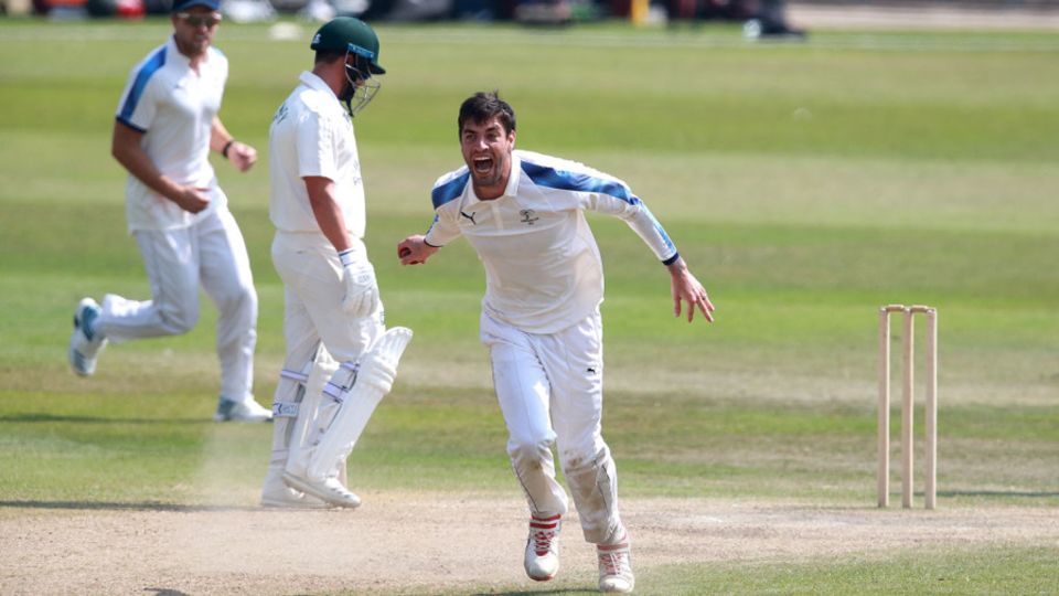 Duanne Olivier celebrates a wicket during his stint with the English county Yorkshire