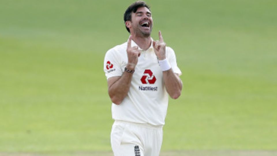 James Anderson celebrates taking his 600th Test wicket
