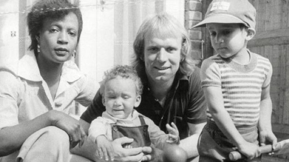 Mark (far right) and Gary Butcher with their parents. Alan's two brothers, Martin and Ian, were also first-class cricketers