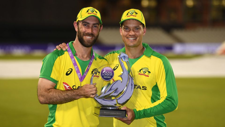 Glenn Maxwell and Alex Carey hold the Royal London One Day Series trophy