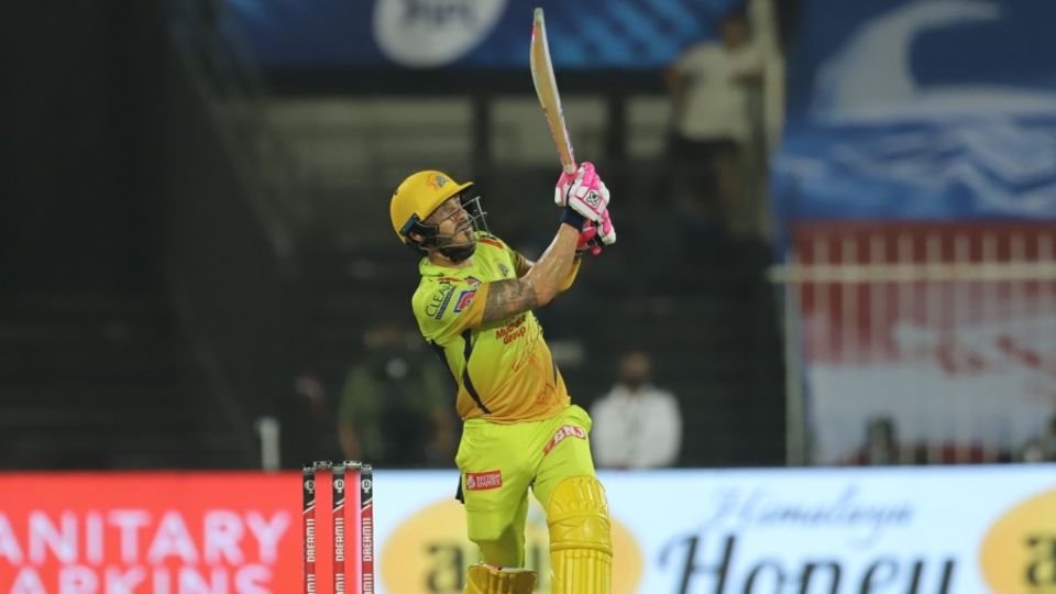 Faf du Plessis goes big over the leg side