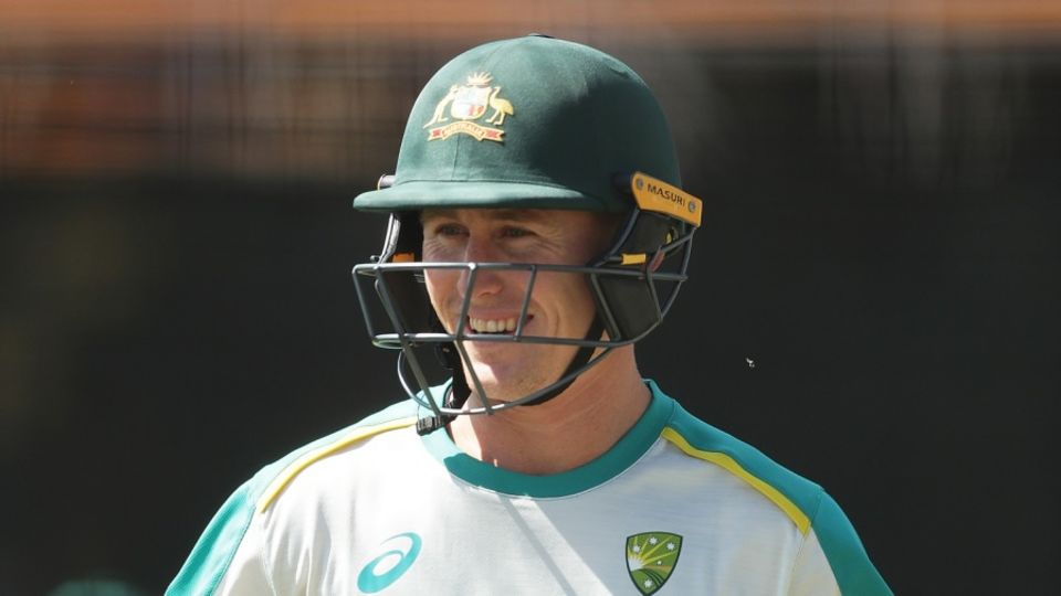 Marnus Labuschagne looks on during practice