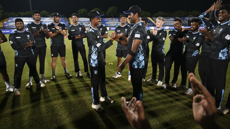 Vijayakanth Viyaskanth receives his maiden T20 cap from Thisara Perera