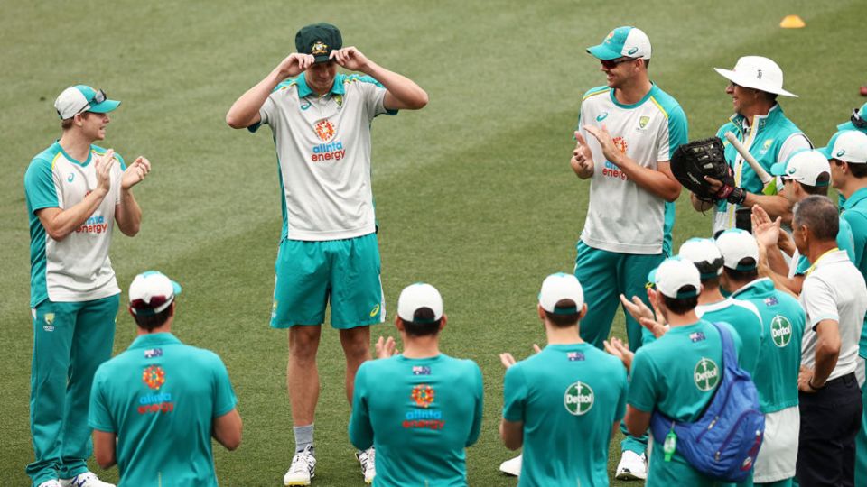 Cameron Green pulls on the baggy green for the first time