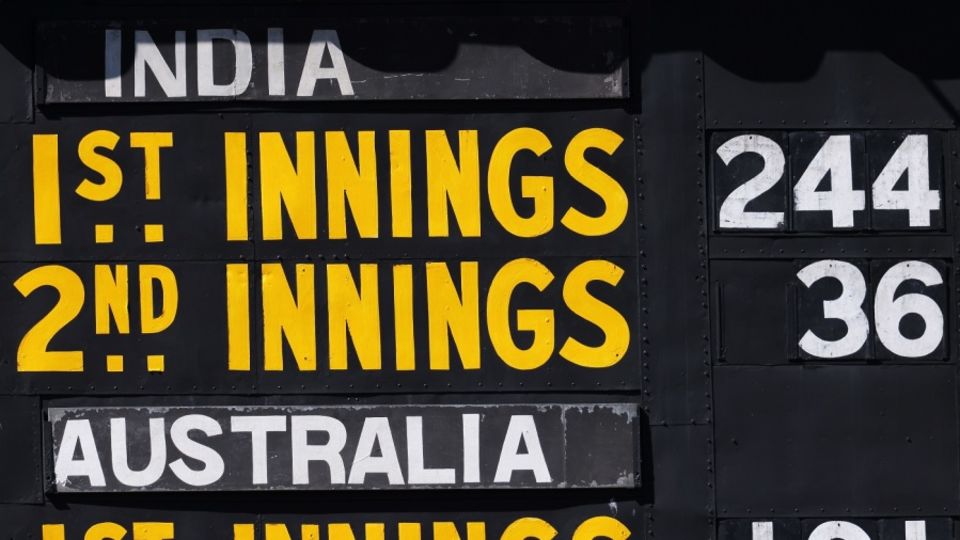 The old manual scoreboard at Adelaide Oval records India's 36 all out