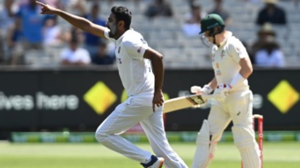 R Ashwin takes off on a celebratory run after dismissing Steven Smith