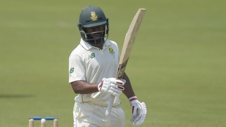 Temba Bavuma celebrates fifty against Sri Lanka