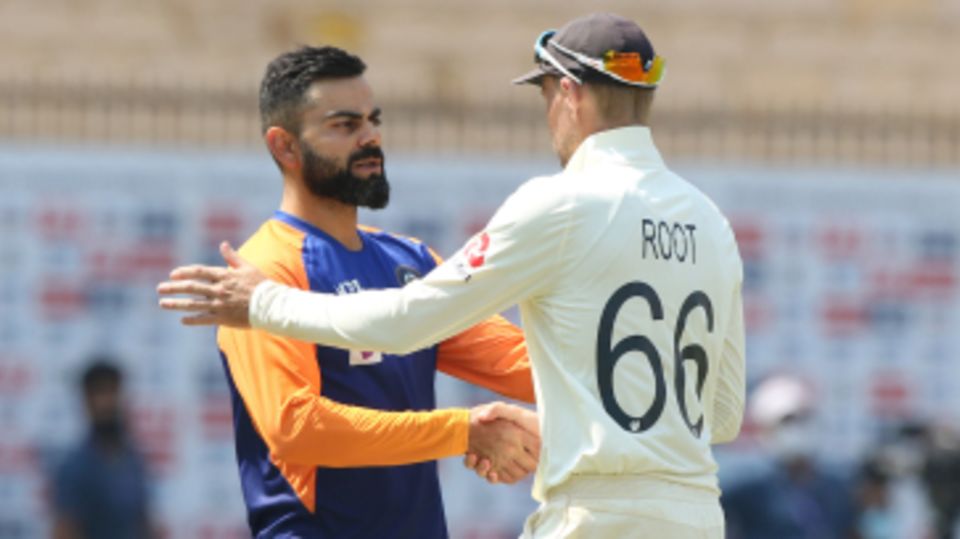 Virat Kohli congratulates Joe Root for the win