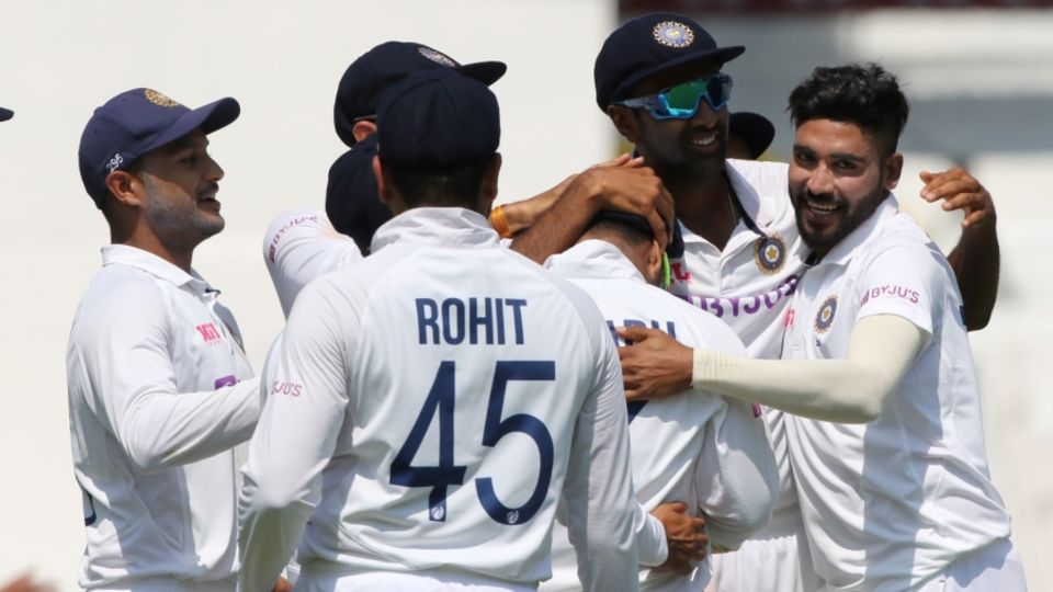 Mohammed Siraj got a wicket with his first ball in Test cricket on Indian soil