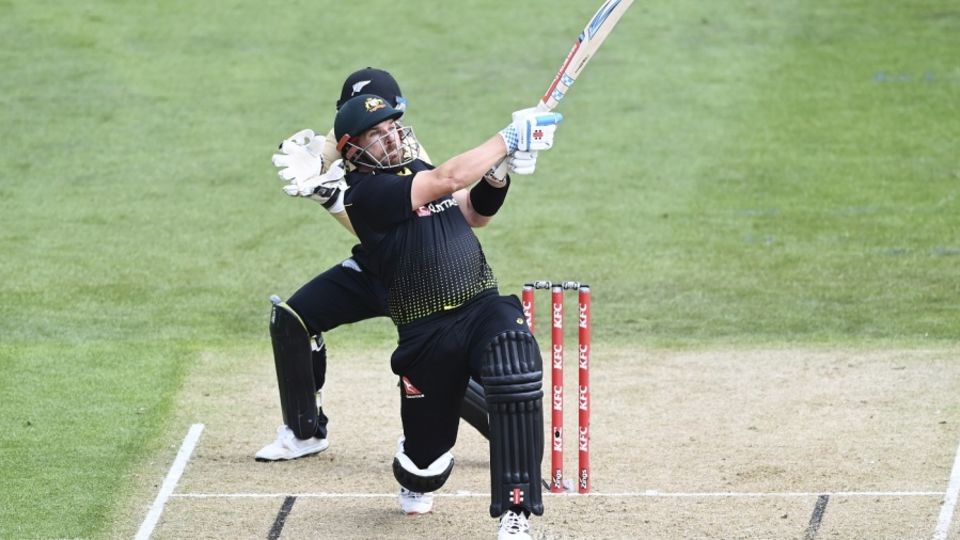 Aaron Finch clubbed one down deep midwicket in Dunedin