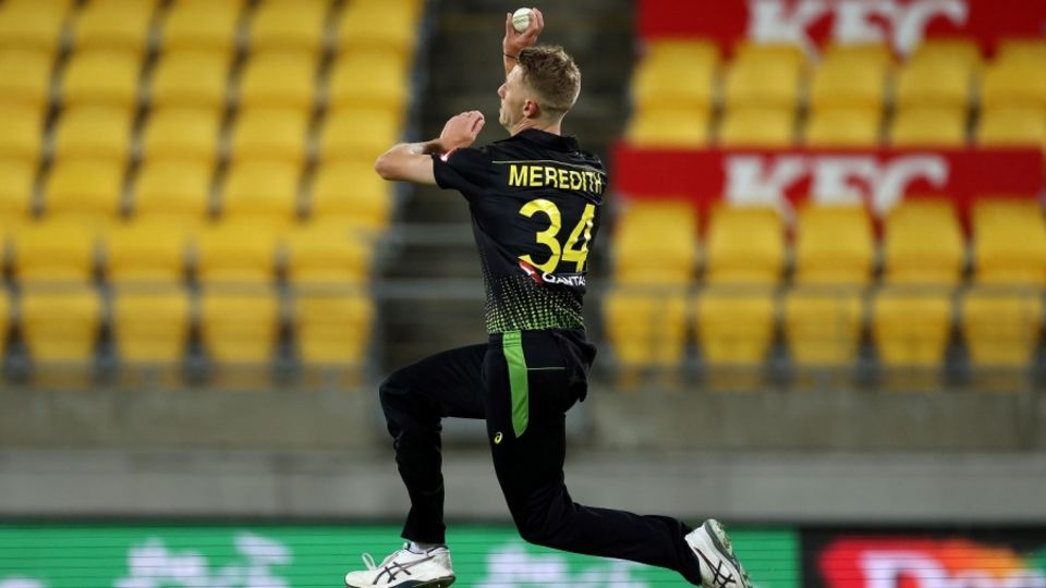 Riley Meredith took two wickets on T20I debut