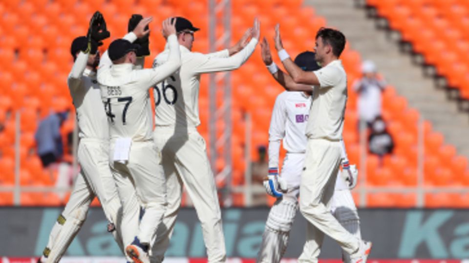 James Anderson trapped Shubman Gill lbw with his third ball