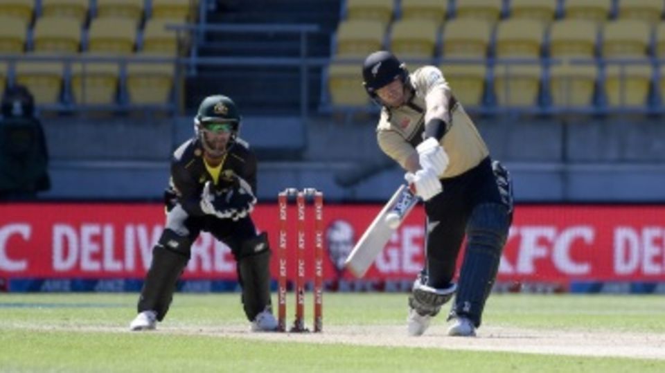 Martin Guptill hits into the leg side